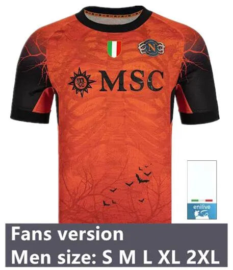 25 26 Napoli Soccer Jerseys LUKAKU DE BRUYNE 2025... 25/26 orange Halloween patch